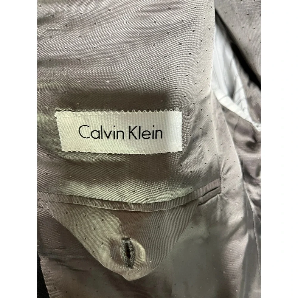 Calvin Klein Blazer 46R Gray Wool Timeless Corporate Business Casual Office
